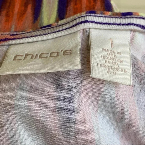 Chicos 1 (US Small 8) Ombre Ikat Print Jersey Ilana Knit Dress Purple Orange - Picture 7 of 9